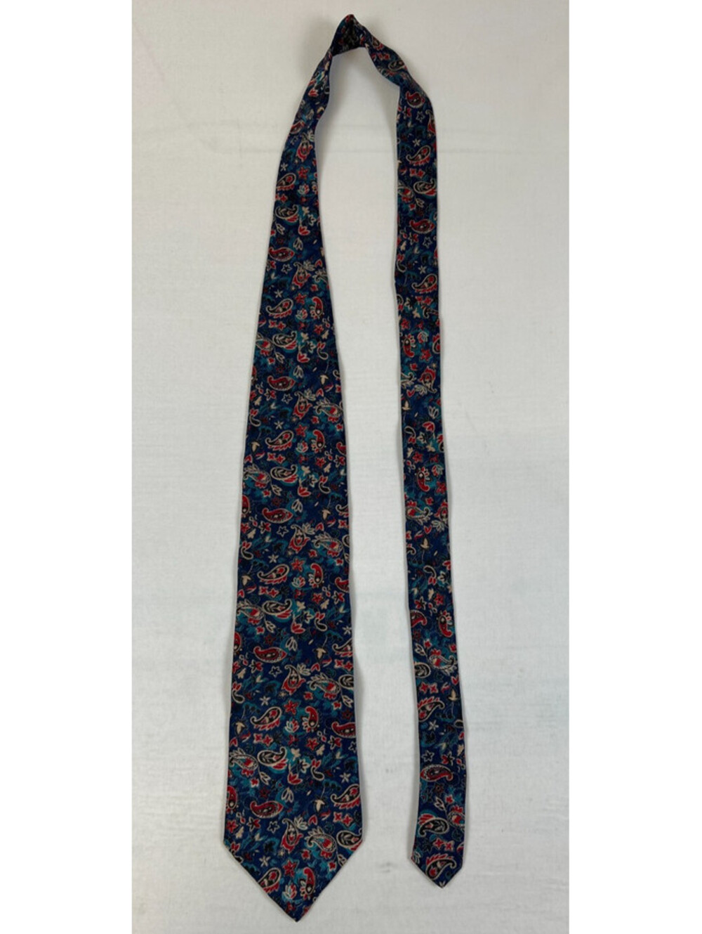 Christian Dior Monsieur Tie Men's Blue Red Floral Paisley Print Necktie